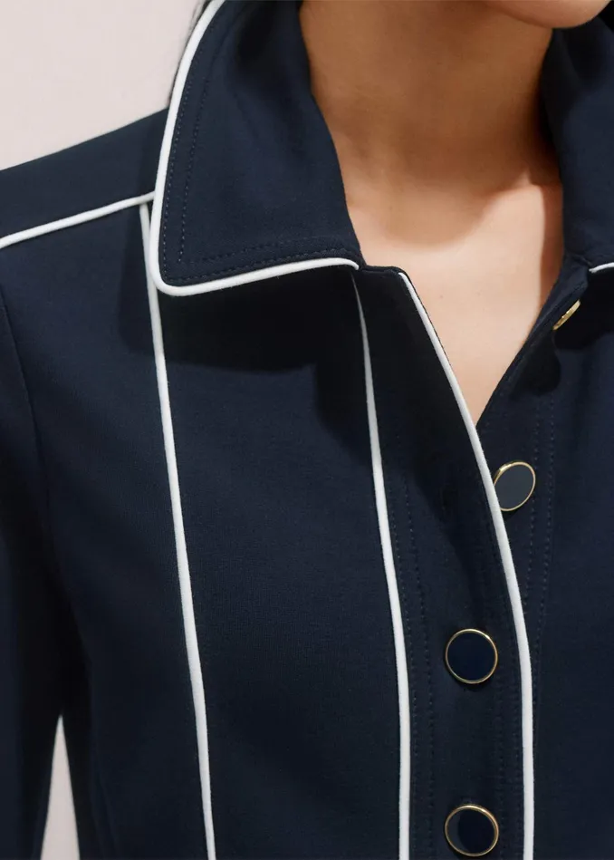 Women Travel Tailoring Contrast Midi Dress Navycream MEEM