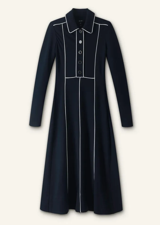 Women Travel Tailoring Contrast Midi Dress Navycream MEEM
