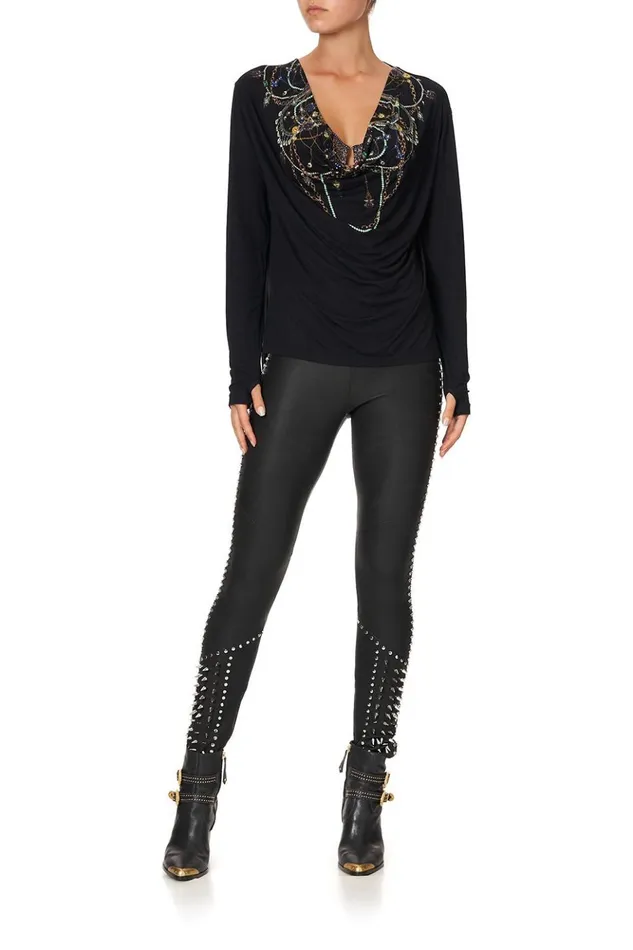 Women Trousers and Leggings Camilla Elastic Waistband Legging Leather