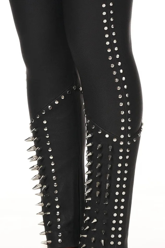 Women Trousers and Leggings Camilla Elastic Waistband Legging Leather