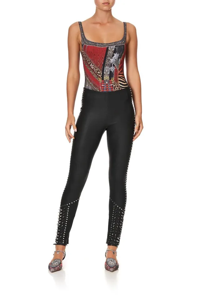 Women Trousers and Leggings Camilla Elastic Waistband Legging Leather