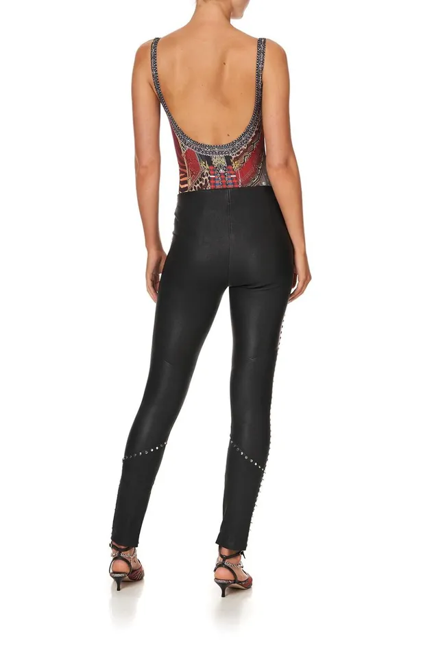 Women Trousers and Leggings Camilla Elastic Waistband Legging Leather