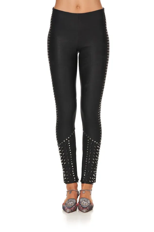 Women Trousers and Leggings Camilla Elastic Waistband Legging Leather