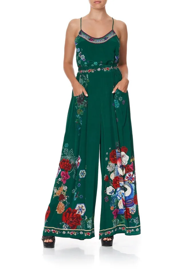 Women Trousers and Leggings Camilla Wide Leg Pant With Gathered Pockets Emerald039s Orbit