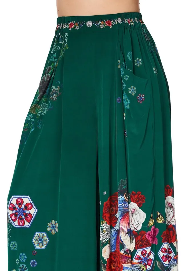 Women Trousers and Leggings Camilla Wide Leg Pant With Gathered Pockets Emerald039s Orbit