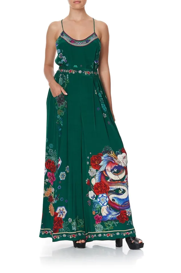 Women Trousers and Leggings Camilla Wide Leg Pant With Gathered Pockets Emerald039s Orbit