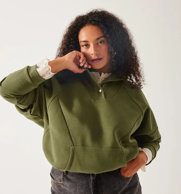 Women Trucker Sweatshirt 8211 Khaki Promod Jumpers And Cardigans