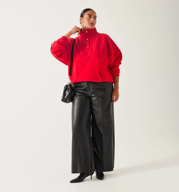 Women Trucker Sweatshirt 8211 Red Promod Jumpers And Cardigans Women Trucker Sweatshirt 8211 Red Promod Jumpers And Cardigans