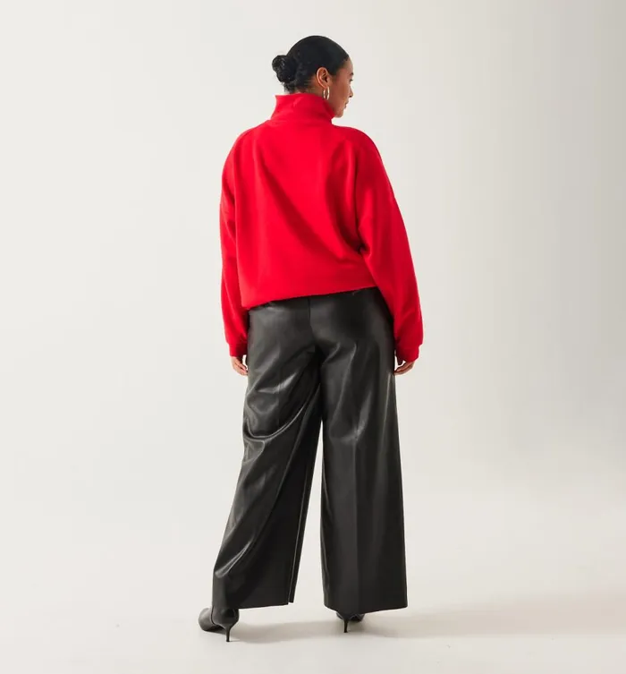 Women Trucker Sweatshirt 8211 Red Promod Jumpers And Cardigans Women Trucker Sweatshirt 8211 Red Promod Jumpers And Cardigans