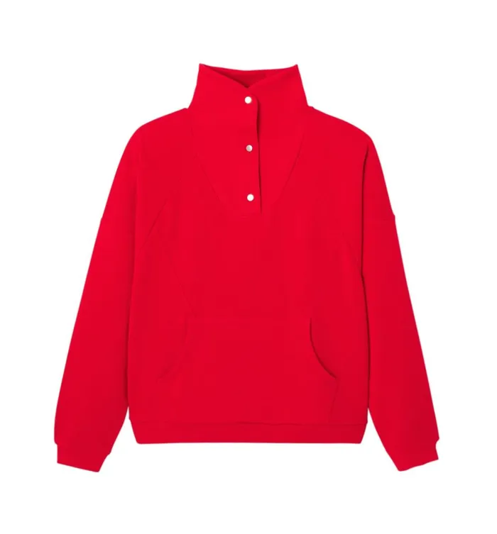 Women Trucker Sweatshirt 8211 Red Promod Jumpers And Cardigans Women Trucker Sweatshirt 8211 Red Promod Jumpers And Cardigans