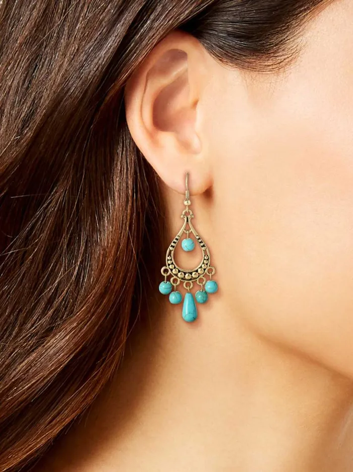 Women Turquoise Bead Chandelier Earrings Jessica Simpson Turquoise Collection