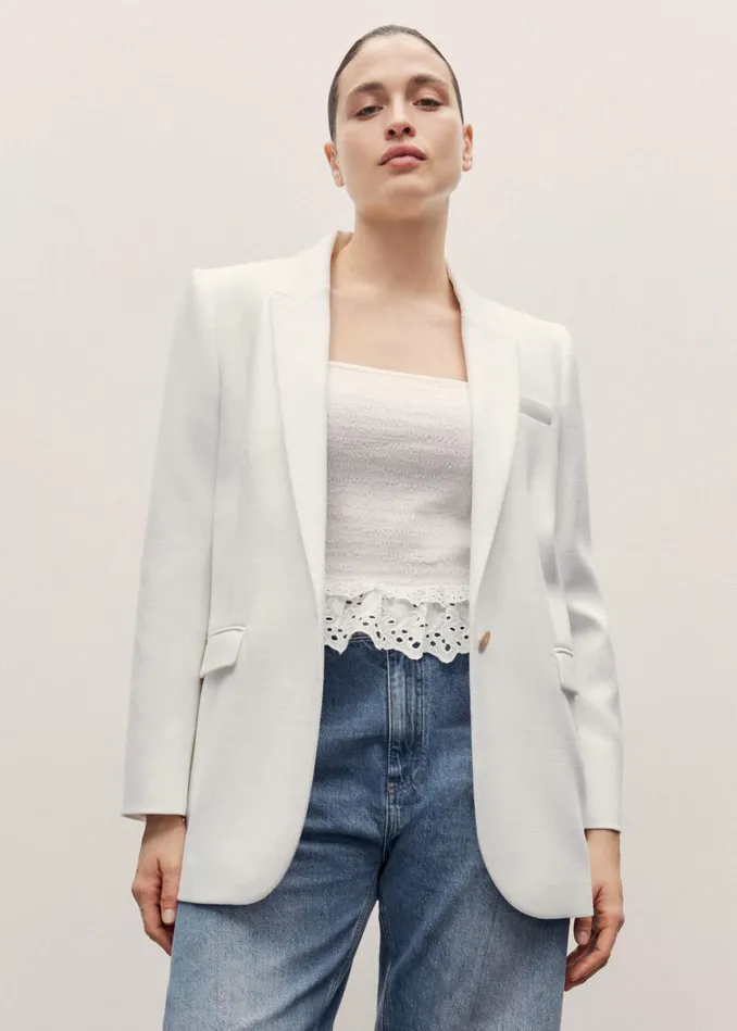 Women Tux Blazer Fresh White MEEM