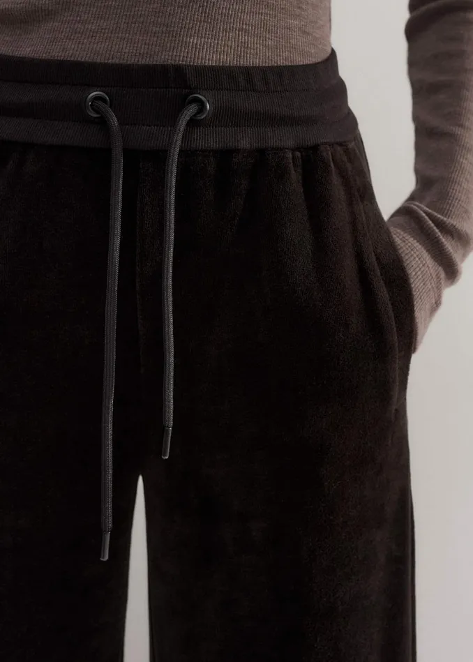 Women Velour WideLeg Track Pant Double Espresso MEEM