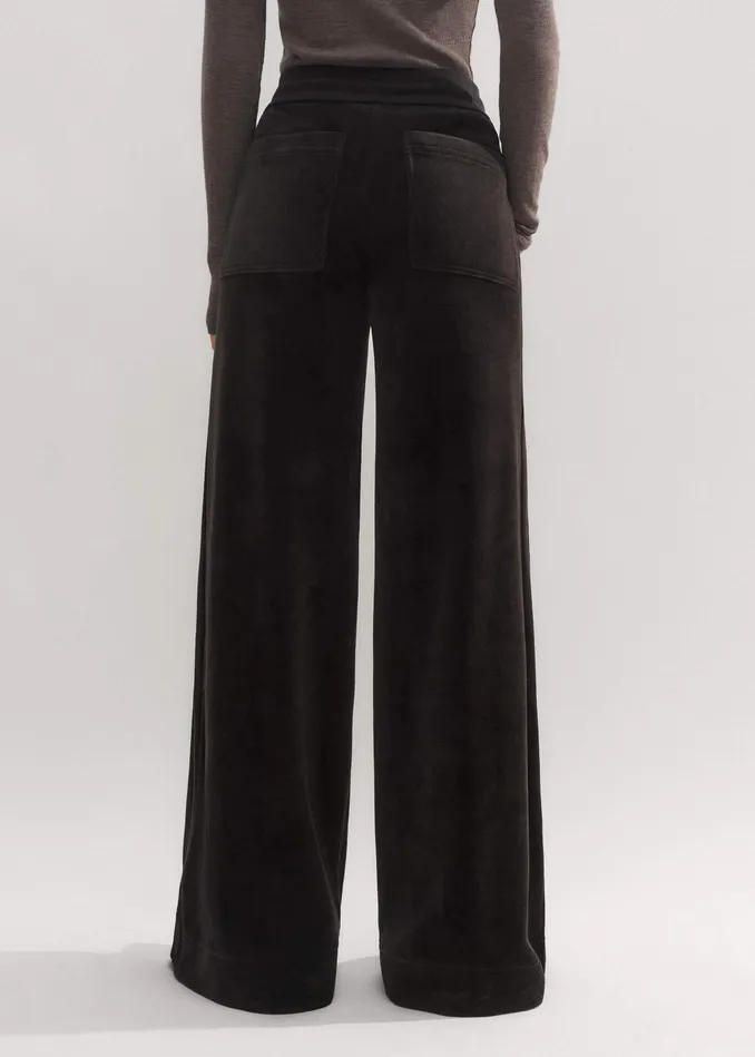 Women Velour WideLeg Track Pant Double Espresso MEEM