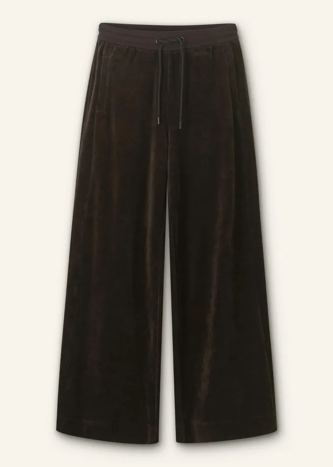 Women Velour WideLeg Track Pant Double Espresso MEEM