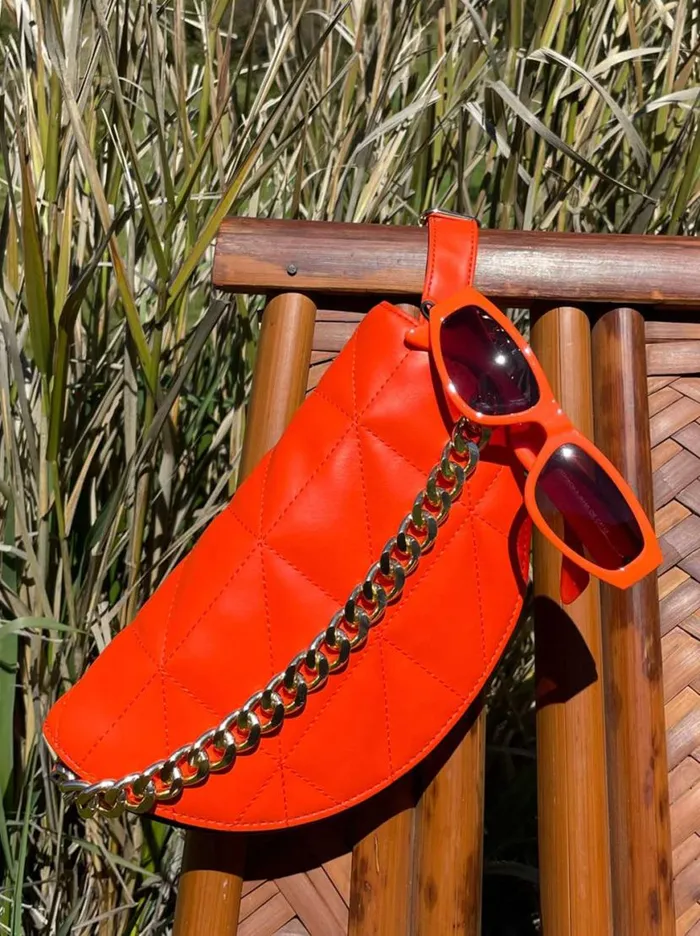 Women Vintage Oval Sunglasses In Orange Jessica Simpson Earrings