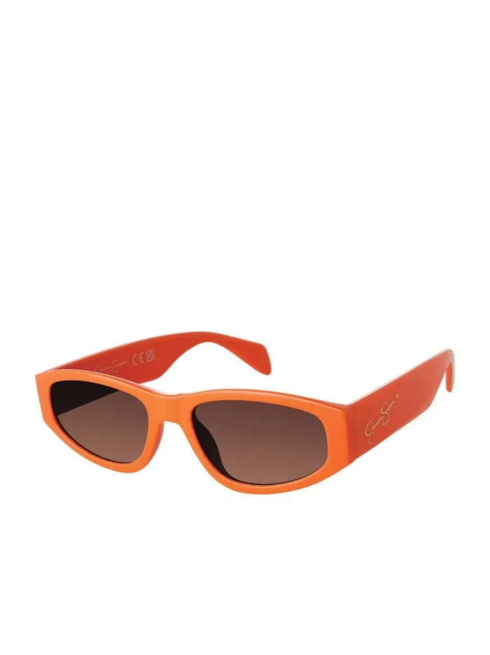 Women Vintage Oval Sunglasses In Orange Jessica Simpson Earrings