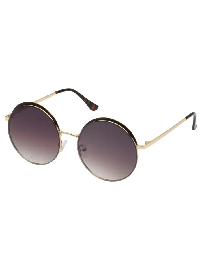 Women Vintage Round Metal Sunglasses In Gold and Tortoise Jessica Simpson Sunglasses