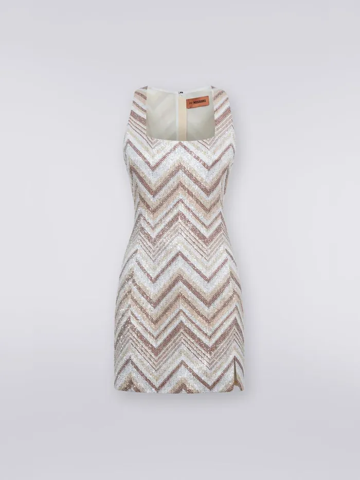 Women Viscose Blend Mini Dress With Square Neckline With Sequins Multicoloured Missoni Dresses