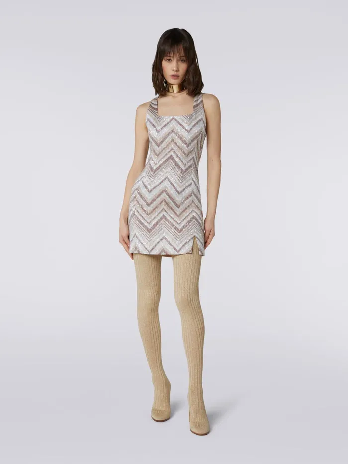 Women Viscose Blend Mini Dress With Square Neckline With Sequins Multicoloured Missoni Dresses Women Viscose Blend Mini Dress With Square Neckline With Sequins Multicoloured Missoni Dresses