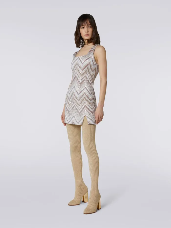 Women Viscose Blend Mini Dress With Square Neckline With Sequins Multicoloured Missoni Dresses Women Viscose Blend Mini Dress With Square Neckline With Sequins Multicoloured Missoni Dresses