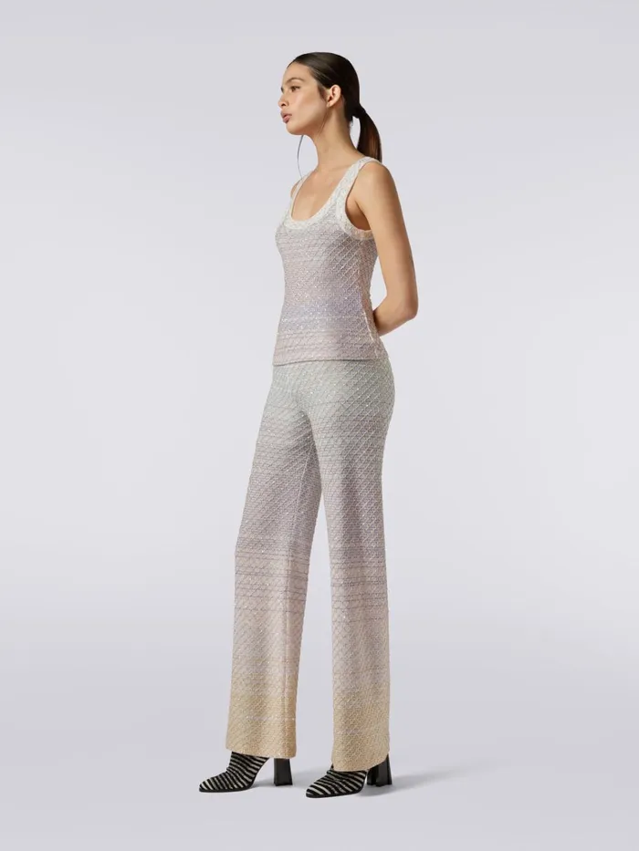 Women Viscose Blend Trousers With Mesh And Sequins Multicoloured Missoni Trousers Women Viscose Blend Trousers With Mesh And Sequins Multicoloured Missoni Trousers