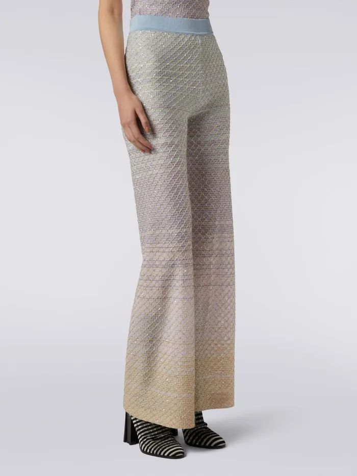 Women Viscose Blend Trousers With Mesh And Sequins Multicoloured Missoni Trousers Women Viscose Blend Trousers With Mesh And Sequins Multicoloured Missoni Trousers