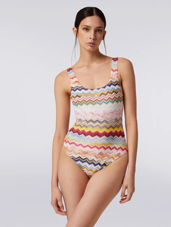 Women Viscose Zigzag OnePiece Swimming Costume Multicoloured Missoni Swimsuits