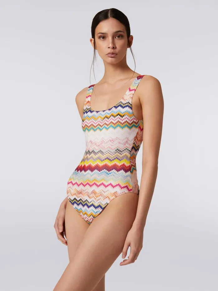 Women Viscose Zigzag OnePiece Swimming Costume Multicoloured Missoni Swimsuits