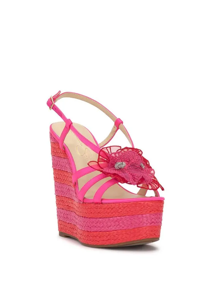 Women Visela Flower Wedge Sandal In Flamingo Pink Jessica Simpson Wedges