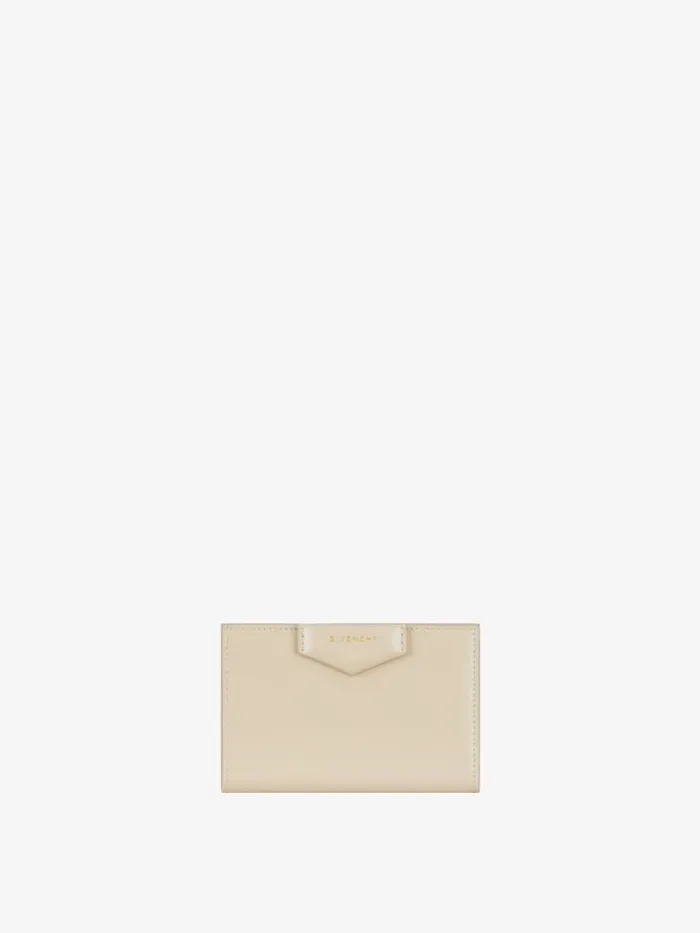 Women Wallets and Card Holders Givenchy Antigona Bifold Wallet In Box Leather Natural Beige