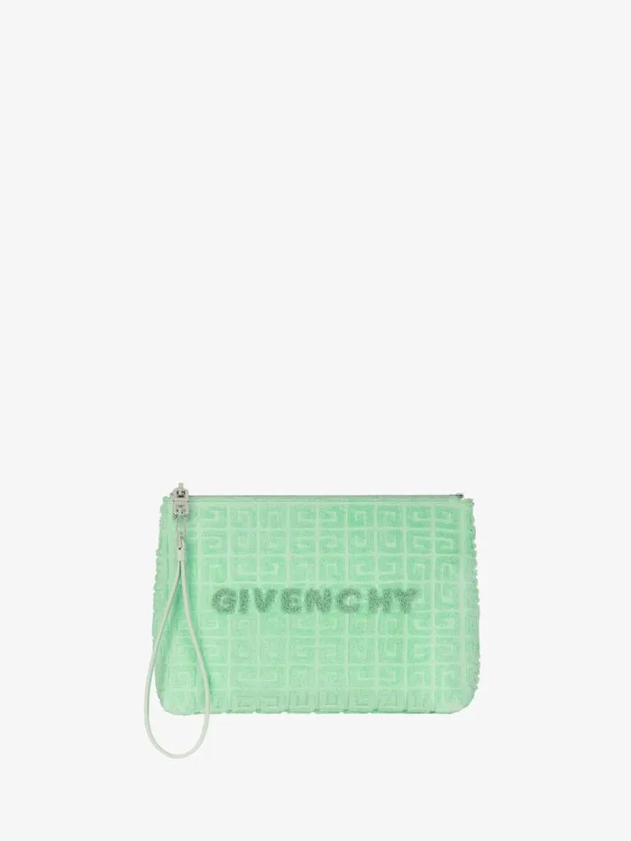 Women Wallets and Card Holders Givenchy GIVENCHY Travel Pouch In 4G Cotton Towelling Aqua Green