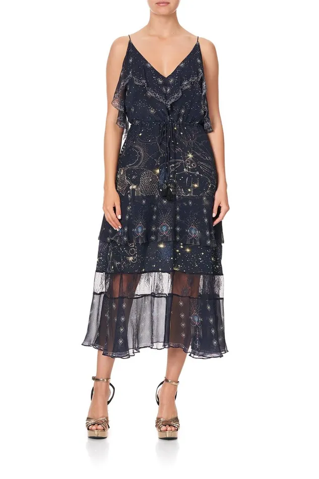 Women Wedding Guest Dresses Camilla Midi Dress With Neckline Frill Its A Sign
