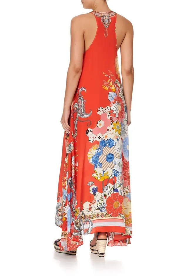 Women Wedding Guest Dresses Camilla V Neck Racerback Dress Paisley In Patches