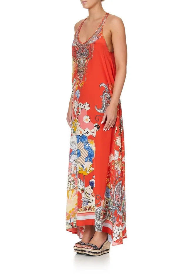 Women Wedding Guest Dresses Camilla V Neck Racerback Dress Paisley In Patches