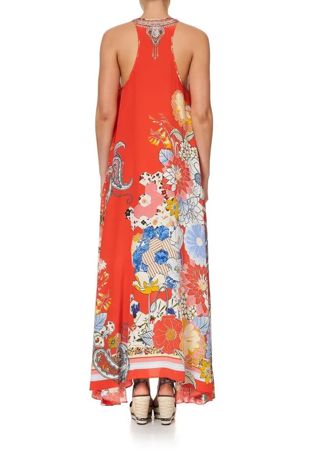 Women Wedding Guest Dresses Camilla V Neck Racerback Dress Paisley In Patches