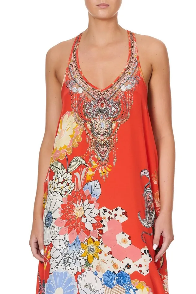 Women Wedding Guest Dresses Camilla V Neck Racerback Dress Paisley In Patches