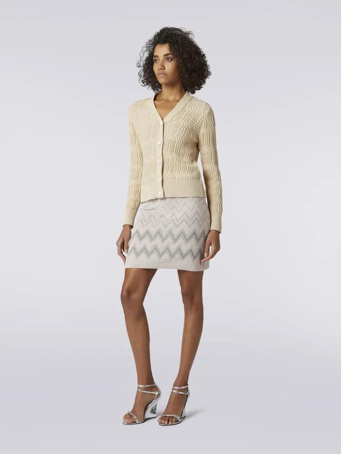 Women Wool And Viscose Miniskirt With Zigzag Pattern And Lurex Beige Missoni Skirts Women Wool And Viscose Miniskirt With Zigzag Pattern And Lurex Beige Missoni Skirts