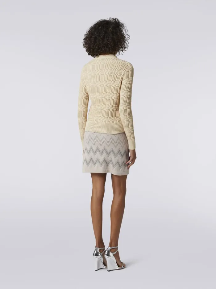 Women Wool And Viscose Miniskirt With Zigzag Pattern And Lurex Beige Missoni Skirts Women Wool And Viscose Miniskirt With Zigzag Pattern And Lurex Beige Missoni Skirts