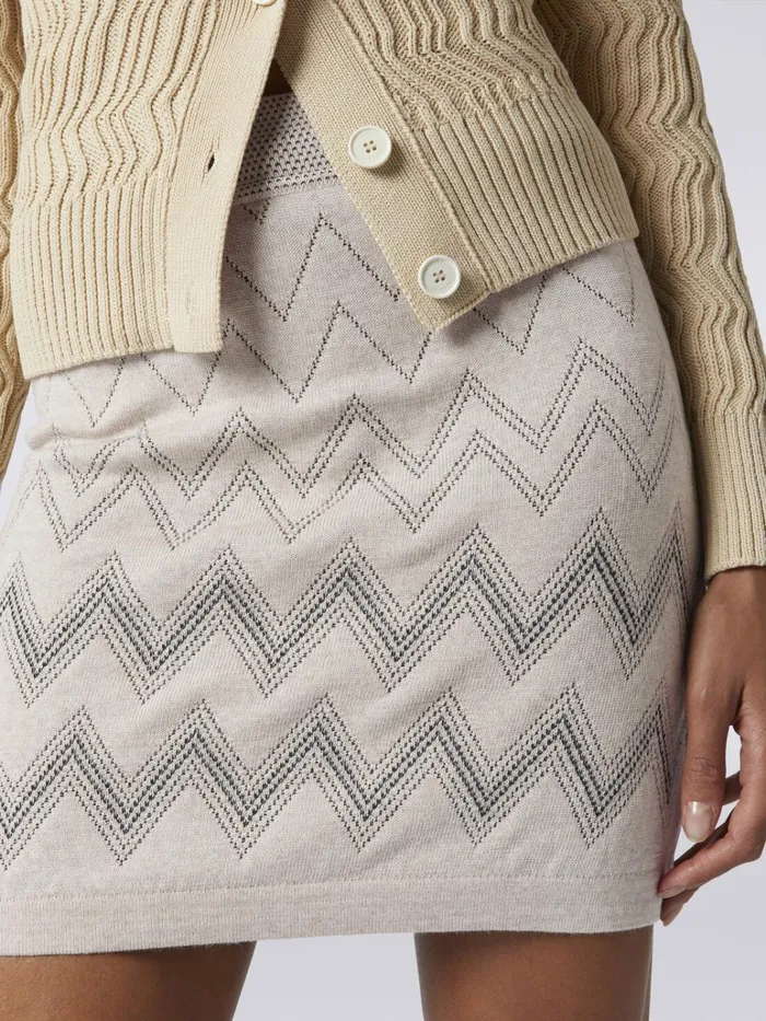 Women Wool And Viscose Miniskirt With Zigzag Pattern And Lurex Beige Missoni Skirts Women Wool And Viscose Miniskirt With Zigzag Pattern And Lurex Beige Missoni Skirts