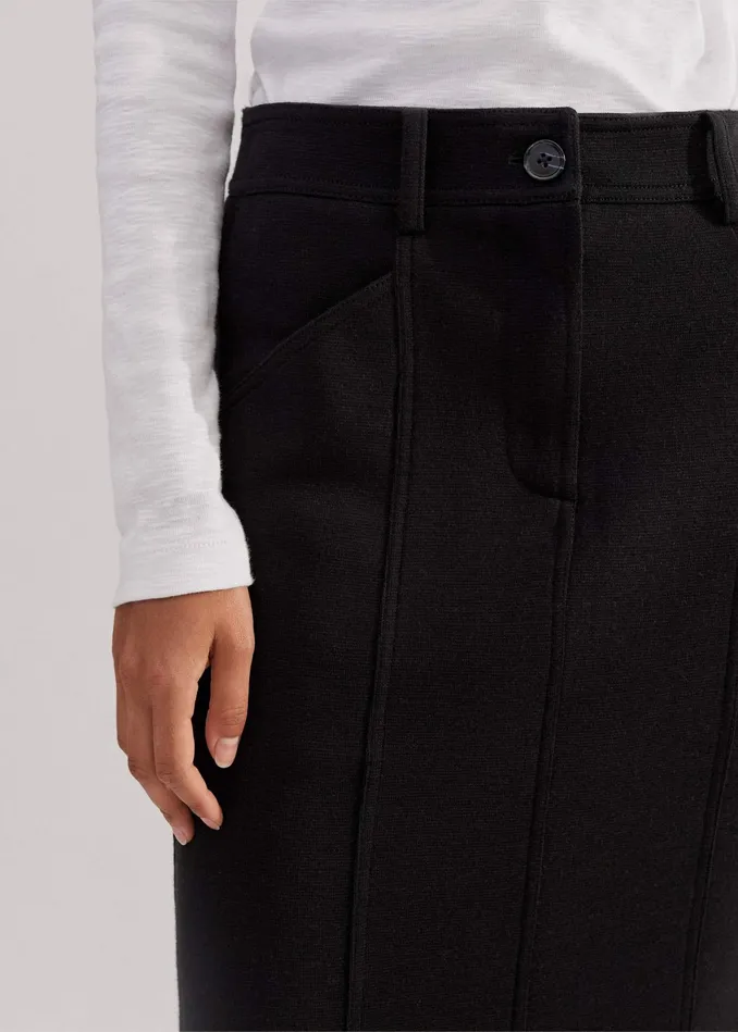 Women WoolBlend Travel Tailoring Midi Skirt Black MEEM