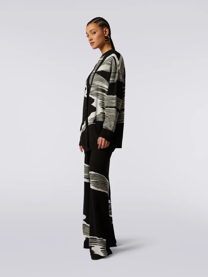 Women Wool Cardigan With Inlay Details Black and White Missoni Knitwear Women Wool Cardigan With Inlay Details Black and White Missoni Knitwear