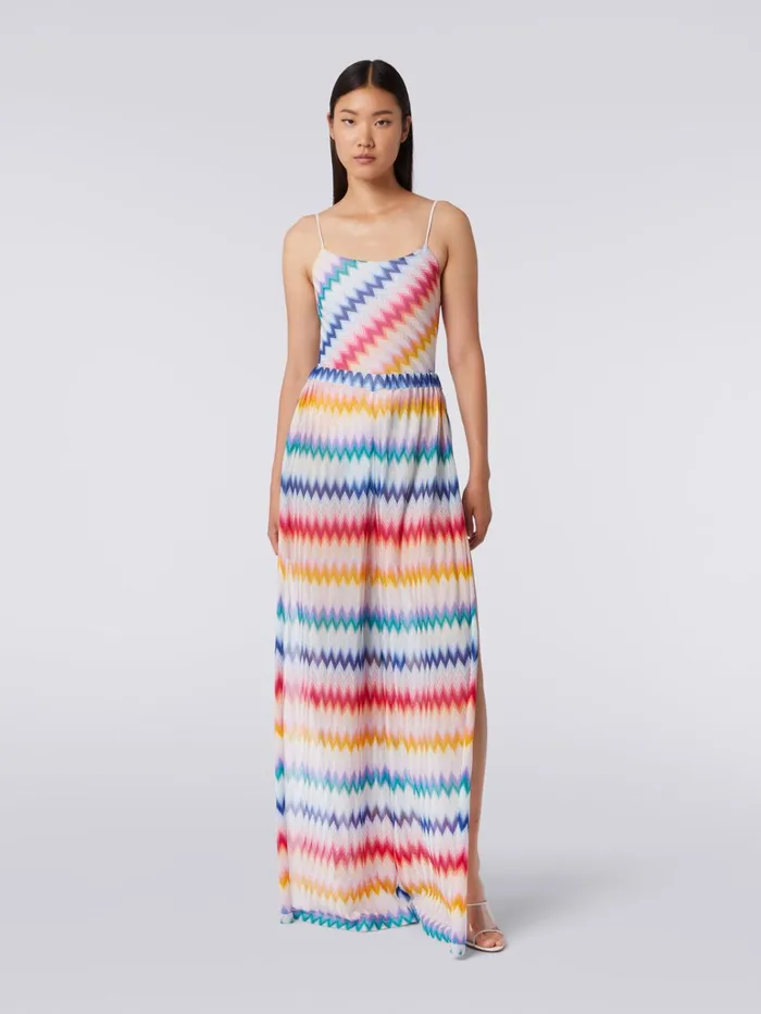 Women Zigzag Cover Up Trousers With Lurex Multicoloured Missoni Beachwear