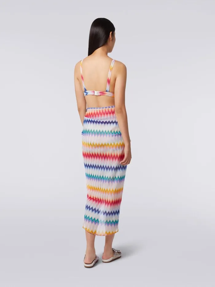 Women Zigzag Motif Sarong Skirt With Lurex Multicoloured Missoni Beachwear