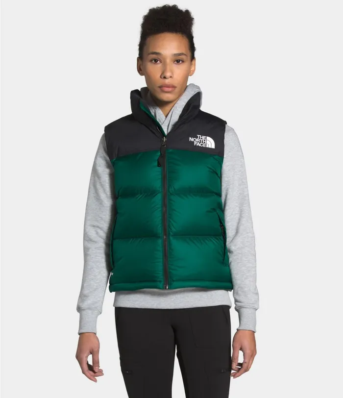 Womens The North Face Insulated and Down Jackets 1996 Retro Nuptse Vest Evergreen