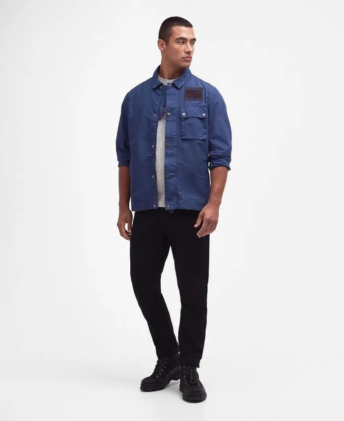 Workers Casual Jacket Washed Cobalt Men Barbour Casual Jackets