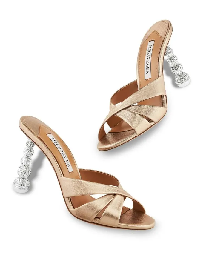 Yes Baby Mule 95 Gold Women Aquazzura Sandals Yes Baby Mule 95 Gold Women Aquazzura Sandals