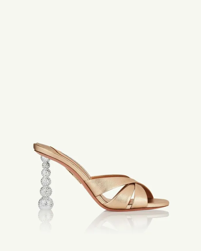 Yes Baby Mule 95 Gold Women Aquazzura Sandals Yes Baby Mule 95 Gold Women Aquazzura Sandals
