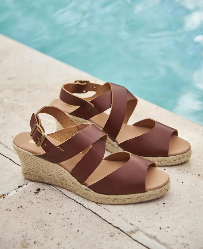 Yolanda Espadrille Wedges Tan Women Barbour Sandals