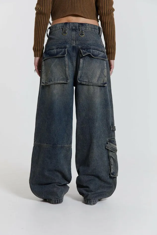 Zenith Double Layer Seam Colossus Baggy Jeans Blue Women Jaded London Jeans Zenith Double Layer Seam Colossus Baggy Jeans Blue Women Jaded London Jeans